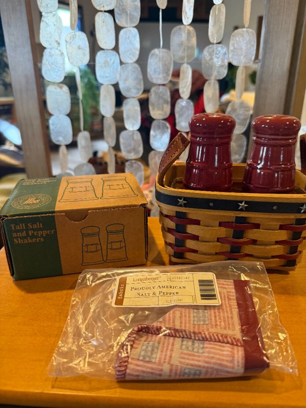 Longaberger Proudly AMerican Salt & Pepper Set (Paprika)